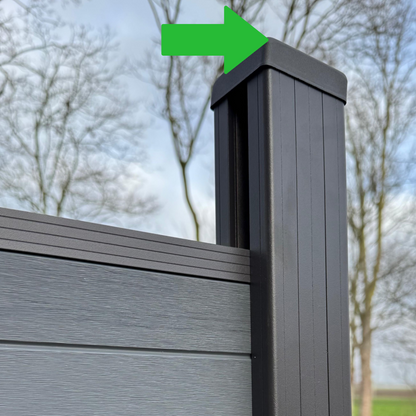 Composiet Schutting I Afdekkapje zwart voor tuinpaal